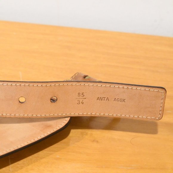 BALLY Stripe Canvas Leather Wide Waist Belt 34 - Picture 8 of 8